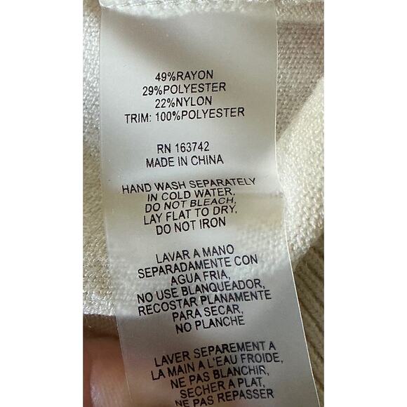 Siani Milano Ivory High Neck Sweater With Embellished Statement Sleeves Size Lg - Picture 9 of 11